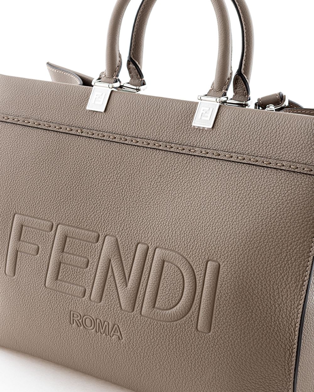 FENDI Tote ‘Sunshine’ Medium Dove Grey Leather Bag